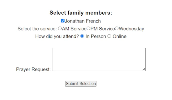 Have members easily take church attendance for their whole family!